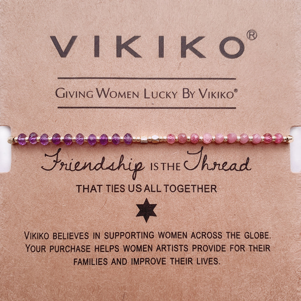 VIKIKO Natural Amethyst Bracelet Jewelry Set Gift for Girl Friend Miyuki Bracelet for Women Dainty Bracelet
